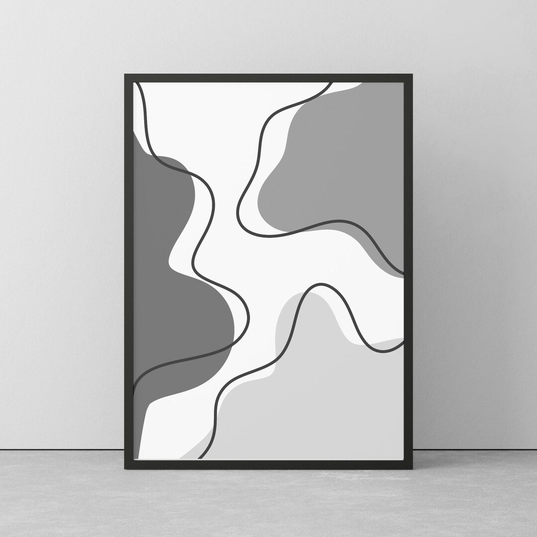 Black and White Simple Shape Wall Art Aesthetic Wall Art Print Printable Painting Wall Art