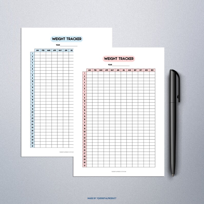 365 Day Weight Tracker Printable Daily Weight Log Weight Loss Tracker ...