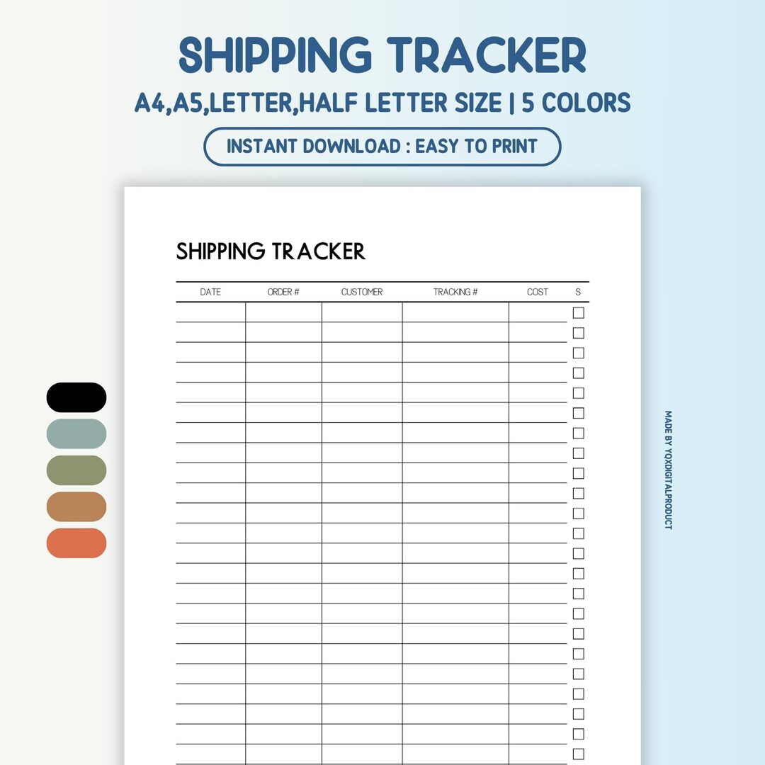 Shipping Tracker | Shipping Log | Business Planner | Online Business ...