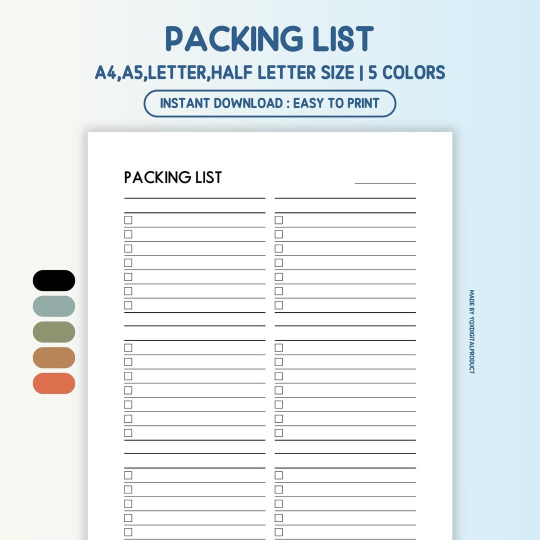 Packing Letters Packing List | Travel Packing List | Vacation Packing | Family Packing ...