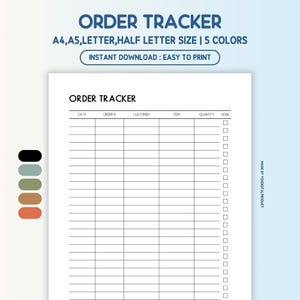 Order Tracker, Order Management, Sales Tracker, Business Tracker | A4,A5,Letter,Half Letter Size | Printable PDF