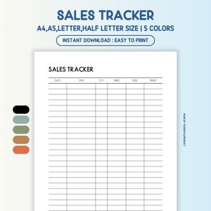 Sales Tracker, Order Tracker, Sale Recorder, Sale Profits Tracker, Online Business Sales | A4,A5,Letter,Half Letter Size | Printable PDF
