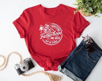 Funny Dad T-Shirt: Surviving Fatherhood One Beer at a Time