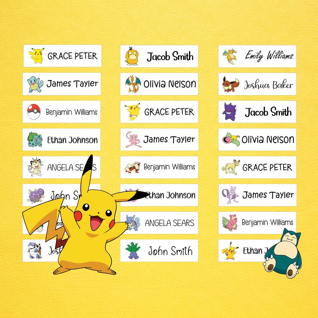 Pokémon Name Sticker Label, Daycare Label, Name Label, Waterproof