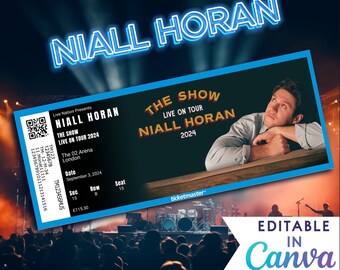 NIALL HORAN Front and Backside ticket Tour 2024, Concert Ticket Template, Custom Concert Ticket, Gift Surprise Tickets, Gift Idea Printable