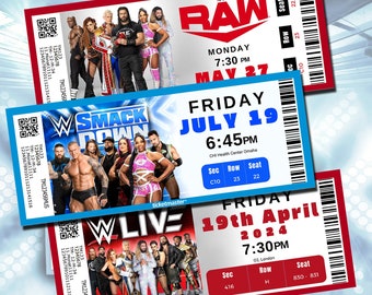 WWE Live Ticket, Smackdown RAW Ticket, 2024 Wrestling Show Pass, Surprise Gift Reveal, Editable Personalized, Digital Download, RAW ticket