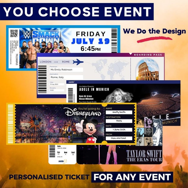 Custom Event Ticket - Surprise Concert Gift Idea - Personalized Ticket - Instant Download