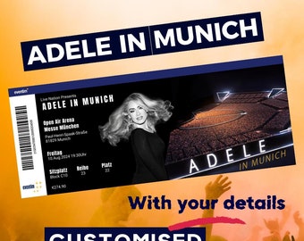 Billet d'événement personnalisé ADELE IN MUNICH - Idée cadeau concert surprise - Billet personnalisé - Téléchargement immédiat