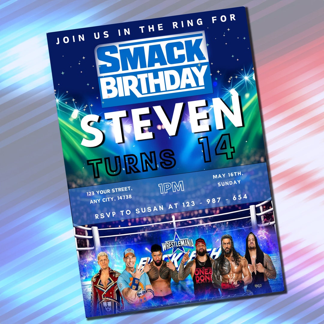 WWE Smackdown Invitation Wrestling Instant Download Printable Template ...