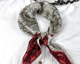 Sage green silk square scarf, satin bandana, hair tie, headscarf, head wrap, ladies scarves