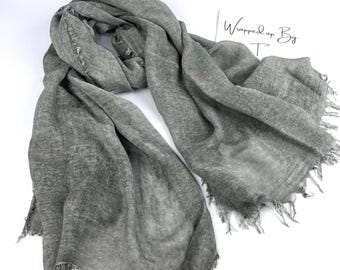 Grey Scarf, 100% cotton bamboo, all seasons cotton wrap shawl
