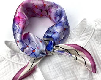 Pink silk square scarf, 100% pure mulberry neckerchief
