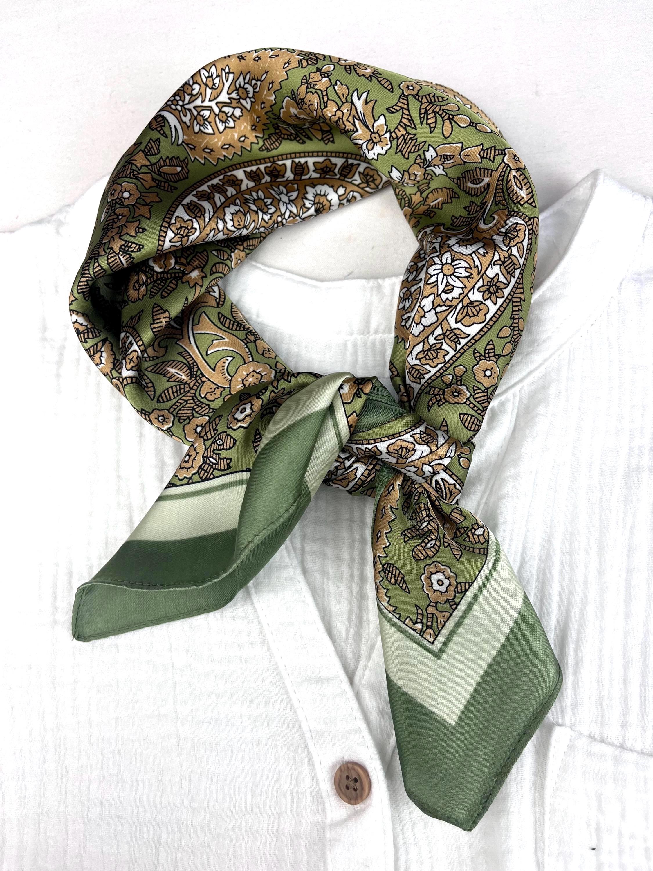 Foulard carré vintage avec imprimé grandes fleurs colorées 70