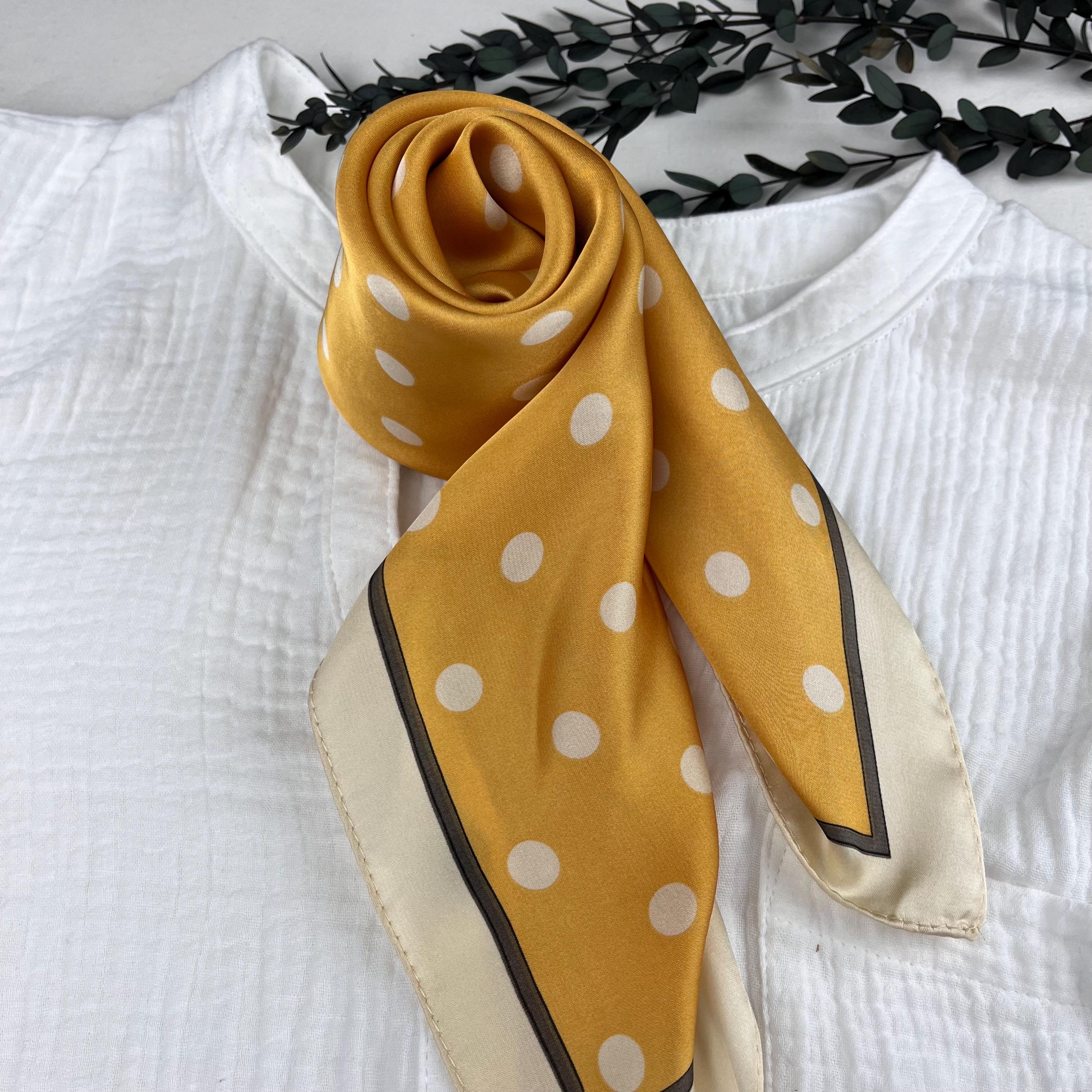Yellow dot Silk Scarf new BCPICCOLO scarf - Yellow Dot – Black Colour main image 2