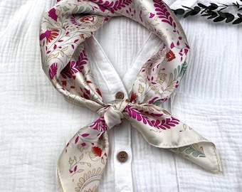 Foulard Carré En Soie Vintage - Motif Gavroche, Cadre Bleu Blanc Rouge - Cadeau Femme
