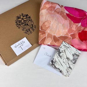 Floral pink cotton scarf, women’s wrap shawl, lightweight soft cover up, head scarf, scarf gift in a box, 50th 60th 70th 80th 90th birthday