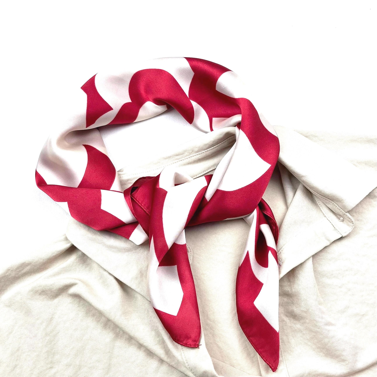 Red silk square scarf, floral bandana, hair wrap, headscarf, head wrap, ladies scarves