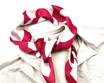 Red silk square scarf, floral bandana, hair wrap, headscarf, head wrap, ladies scarves