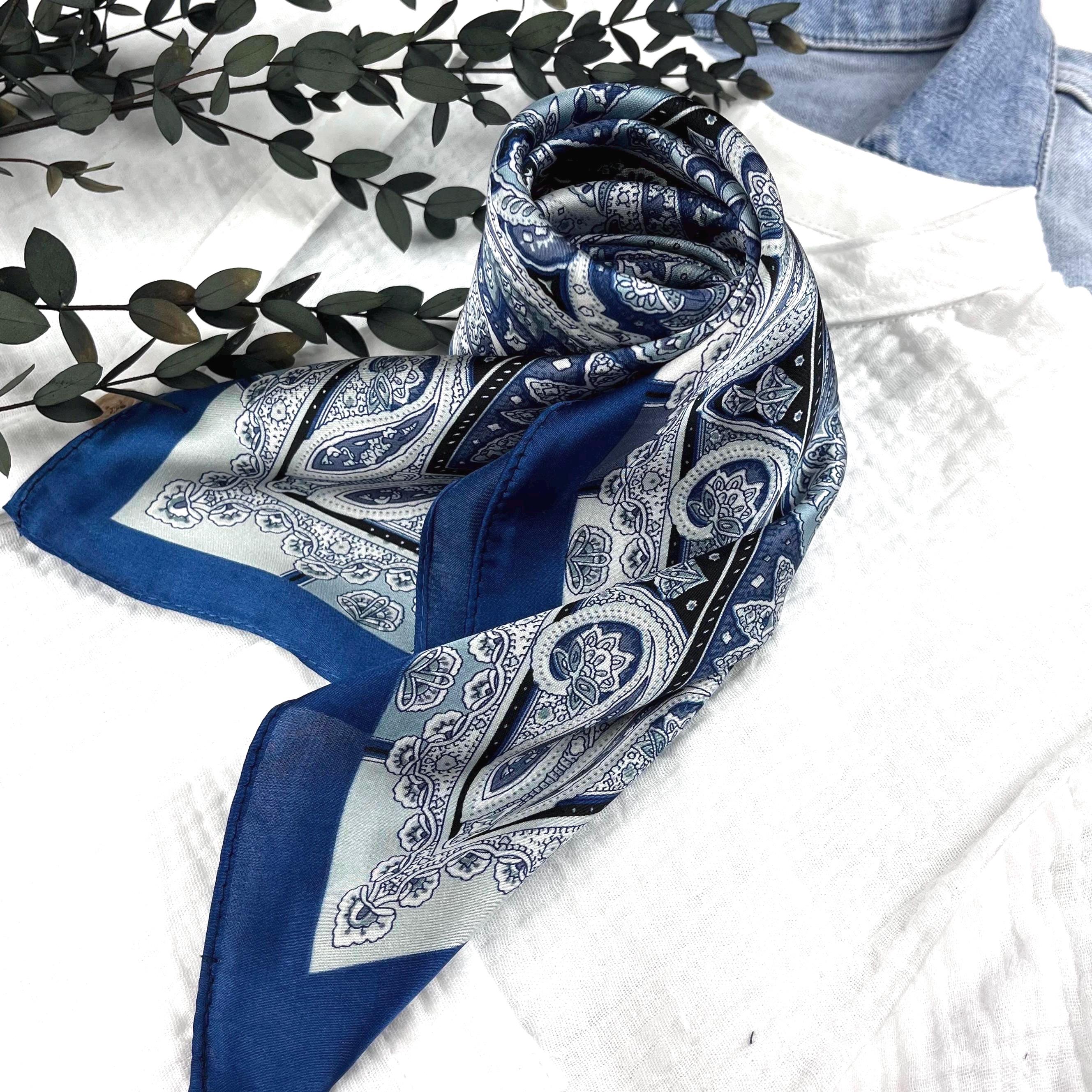 Sjaal 90X90Cm Vierkante Zijden Sjaal Luxe Haarband Bandana Hoofddoek Vrouwelijke Foulard Hijab Hoofd Wrap Voor Vrouwen (Bk90 1