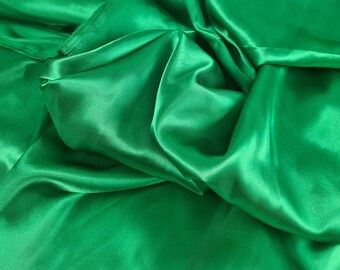 Green shiny satin fabric, lining dress material