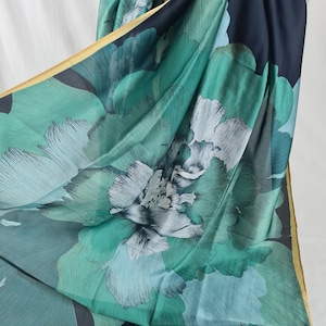 Green silk scarf, satin wrap shawl, lightweight beach cover up