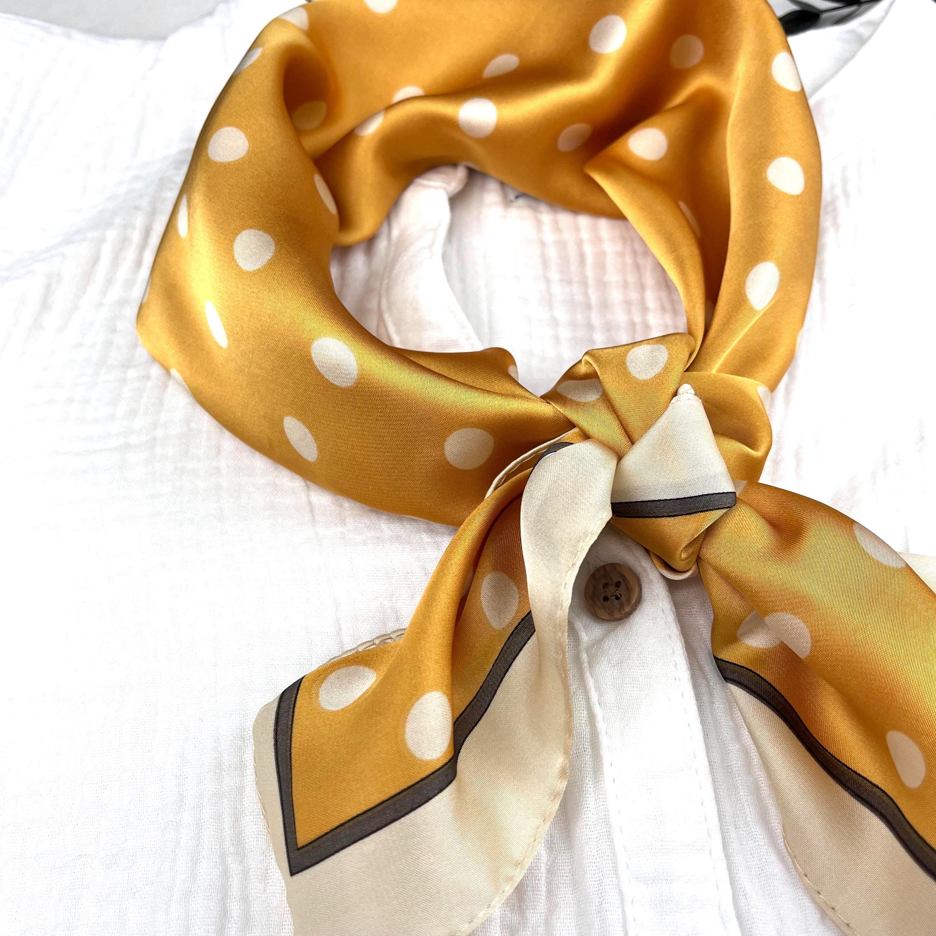 Yellow dot Silk Scarf new Vitamin D - yellow square silk scarf with geometric polka  main image 2