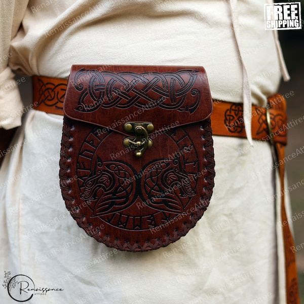 Medieval Vintage Larp Belt Bag, Renaissance Gothic Small Coins Purse, Viking Handmade Leather Belt Pouch, Ren Faire Cosplay Nordic Waist Bag