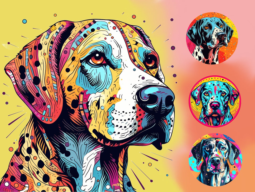 Colorful Dalmatian Cute Dog Dog Clipart Etsy