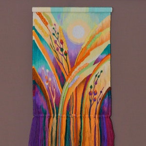 Grasses Tapestry | Handmade Wall Art for Boho Home Decor | Woven Nature-Inspired Textile"