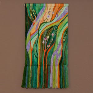 Green Grasses Tapestry | Handmade Wall Art for Boho Home Decor | Woven Nature-Inspired Textile