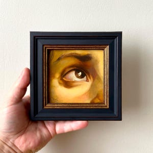 Small Eye oil painting, Lovers Eye, Miniature eye art, Antique framed art,  Handmade Victorian decor, Eyes of evil original art Gothic decor