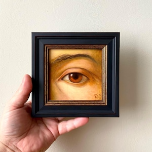Eye oil painting, Lovers Eye, Miniature eye art, Antique framed art,  Handmade Victorian decor, Eyes of evil original art