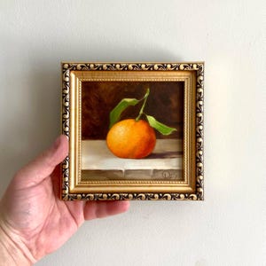 Orange oil paintings Small kitchen art Clementine Still life Contemporary art in a frame Dining Room Decor Classic oil artwork