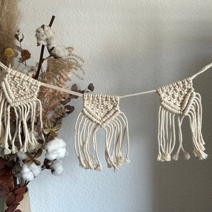 Chaîne fanion bohème macramé nature