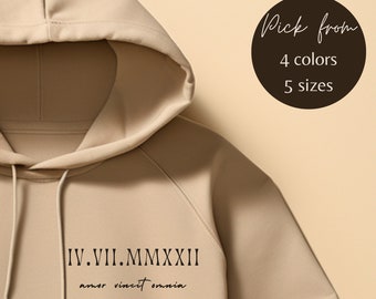 Custom Roman Numeral Hoodie, Custom T-Shirt, Personalized Date Hoodie, Anniversary Year, Valentines Day Gift, Couple Gifts, Valentine Gifts