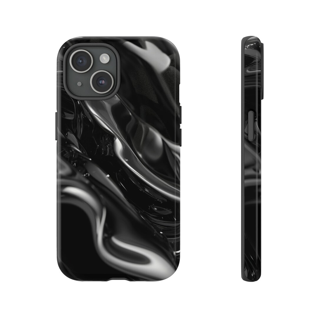 Tough Metallic Chrome Phone Case Futuristic Phone Case Wave Water 3D