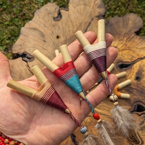 Kuripe | Colorful macrame, beads, and feathers | many colors | handmade in Germany from bamboo