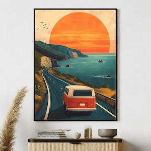 Retro Road Trip Poster Prints - Digital Download | Perfect Printable Wall Art for Vintage Travel Enthusiasts | 70s nostalgia Art
