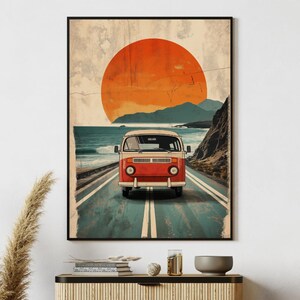 Retro Road Trip Poster Prints - Digital Download | Perfect Printable Wall Art for Vintage Travel Enthusiasts | 70s nostalgia-themed Art