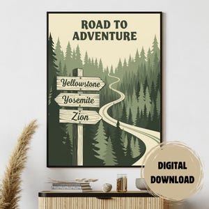 Retro Road Trip Poster Prints - Digital Download | Perfect Printable Wall Art for Vintage Travel Enthusiasts | National Park poster