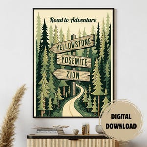 Retro Road Trip Poster Prints - Digital Download | Perfect Printable Wall Art for Vintage Travel Enthusiasts | National Park poster