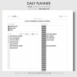 Daily Planner Printable Portrait, Daily Planner A4/A5, Daily Meal Tracker, Daily Habit Tracker, Daily Organizer, Daily Water Intake Tracker