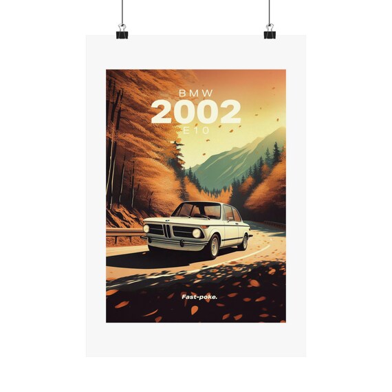 Vintage BMW 2002 E10 Poster | Wall Art | Husband Gift | His 