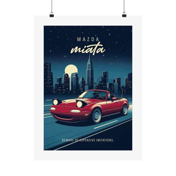 Classic Original Mazda Miata MX-5 Poster | Wall Art | Husband Gift | His Birthday | Fathers Day | Auto Art | Red MX5 MX-5