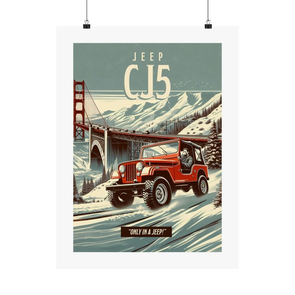 Vintage Classic Jeep CJ5 Poster | Wall Art | Husband Gift | His Birthday | Fathers Day | Auto Art | CJ5 Wrangler