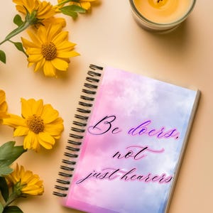 Christian Sermon Notes Journal Be Doers, Not Just Hearers  | Bible Study Notebook | Faith-Inspired Spiral Diary for Women & Girls