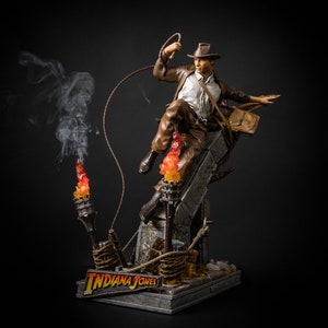 Indiana Jones [Grote 3D-geprinte sculptuur, professioneel met de hand beschilderd en op maat gemaakt] met licht- en rookeffecten