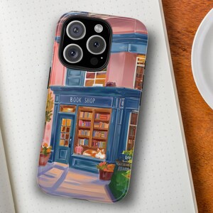 Bookish Phone Case, Orange & White Bookstore Cat Phone Case, Reader Gift, Galaxy S26, iPhone 17, MagSafe option