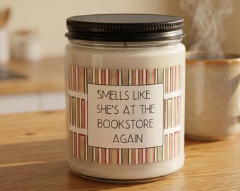 Custom Bookstore Soy Candle, Gift for Reader, Librarian, Teacher, Book Worm, Scented Candle, Literary Candle, Aromatherapy Candle, 9 oz