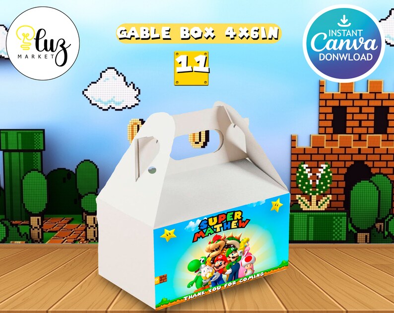 Editable Super Mario Kids Party Bundle Kit, Template Printable, Kids ...